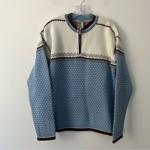 Hannah Andersson Blue Nordic Fair Isle 1/4 Zip Sweater Men’s Large